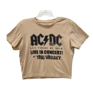 AC/DC Tan Let‎ There Be Rock Live In Concert Graphic Crop Top Tee XL